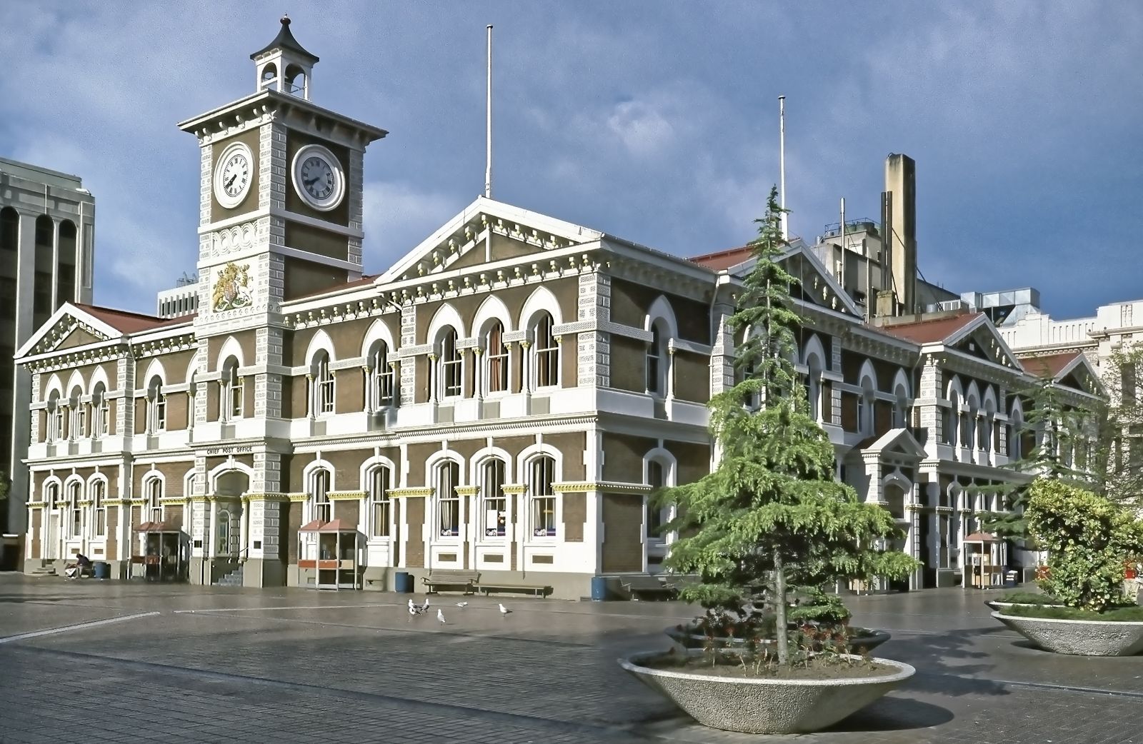 Rondreiz Nieuw Zeeland Christchurch plein postkantoor